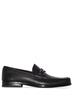 Black Loafers with Tonal Gancini Detail in Hammered Leather Man