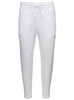 White Sweatpants with Drawstrings and Logo Patch in Jersey Man