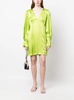 Lime Green Zoie Minidress V Neck Satin Effect in Silk Blend Woman