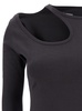 Grey Long Sleeve T-Shirt with Cut-Out in Cotton Blend Woman