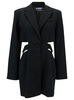 'La Robe Bari' Black Single-Breasted Jacket with Cut-Out in Wool Woman