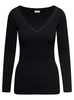 Black V-neck Pullover With Beads Detailing In Stretch Cotton Woman