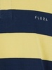 Yellow Polo Shirt with Logo Lettering on the Front and All-Over Striped Motif in Cotton Man