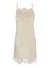 'Chantal' Mini White Dress with Tonal Lace Trim in Silk Woman