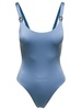 Light-Blue One-Piece Swimsuit with Metal FF Detail in Polyamide Woman