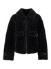 Black Shearling Jacket with Classic Wide Collar in Ecofur Woman