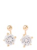 Gold Tone Piercing Earrings with Zircons in 18k Gold Plated Brass Woman