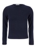 Blue Crewneck Sweater with Logo Patch on the Rear in Wool Blend Woman