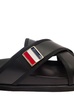 Criss Cross Strap Sandals with Logo in Black Leather Man