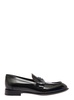 Alexander Mcqueen Man's Black Leather Loafers with Logo