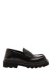 Black Squared-toe Loafers With Chunky Platform In Leather Man