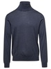 Grey Sweater with Turtleneck and Ribbed Trim in Wool and Silk Man