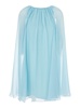 Mini Light Blue Dress with Drawstring in Silk Chiffon Woman