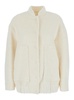 White Bomber Jacket with Elastic Waist in Wool Woman