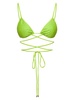 Bikini Top with All-Over Crystal Embellishment in Green Polyamide Woman