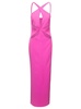 Pink Halterneck Petal Cutout Dress In Tech Fabric Woman