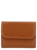 'Sense' Brown Bi-Fold Wallet with Tonal Logo Embroidery in Leather Woman