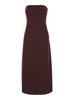 Bordeaux Sleeveless Midi Dress with Bustier-style Neckline in Wool Blend Stretch Woman