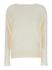 Cream Pullover with Boat Neckline in Wool Woman