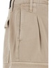 Beige Cargo Bermuda Shorts with Logo Patch in Denim Man