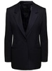 Black Single-Breasted Jacket with Notched Revers in Wool and Mohair Woman