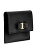 'vara' Black Card-holder With Engraved Logo And Vara Bow In Hammered Leather Woman