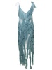 Lght Blue Asymmetric Slip Dress with Ruffle Embellishment in Viscose Wrinkle Chiffon Woman