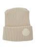 White Ribbed Beaniw with Moncler x Roc Nation by Jay-Z Patch in Carded Wool Man