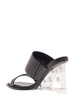 Black Wedge with Double Strap and Trasparent Plexiglass Heel in Smooth Leather Woman