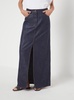 Maxi Blue Skirt With Contrasting Stitching In Cotton Denim Woman