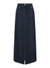 Maxi Blue Skirt With Contrasting Stitching In Cotton Denim Woman