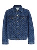 Blue Jacket with All-Over Monogram in Denim Man