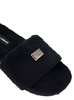 Black Slide Sandal with Logo Plaque in Terrycloth Man