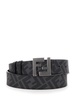 Black Reversible Belt with FF Squared Buckle in Leather and FF Canvas Man