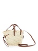 'Cadix Mini' Beige Handbag with Leather Trims ands Logo Detail in Raffia Woman