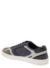 Blue Low Top Sneakers with FF Detail All Over  in Leather Man