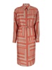 Salmon Pink Chemisier Dress with Labyrinth Fendi Motif in Silk Twill Woman