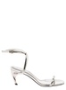 Silver Sandals with Armadillo Heel in Metallic Leather Woman