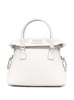 '5AC Micro' White Shoulder Bag with Logo Label in Grainy Leather Woman Maison Margiela