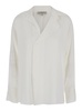 'Elva' White Asymmetric Shirt with Cuban Collar in Silk Blend Woman