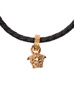 Gold-tone Medusa Pendant Bracelet in Black Leather Woman