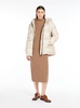 'Seia' Beige Down Jacket with Hood in Tech Fabric Woman