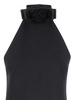 Black Mini Dress with Floral Detail in Wool Woman