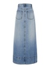 Maxi Light Blue Skirt with Reversed Front and Rear in Denim Woman