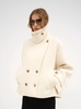 Cream White Double-Breasted Cropped Coat in Wool Blend Woman