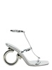 'Elina' Silver Sandals with Sculptural Heel in Leather Woman