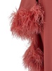 Salmon Pink Dress With Tonal Feather Trim In Acetate Blend Woman