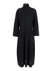 'Diomede' Long Black Dress with High Neck in Wool Blend Woman