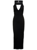 Maxi Black Dress with Cut-Out in Viscose Blend Woman