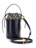 Mini Black Bucket Bag with Double G Dark Blue in Leather Woman